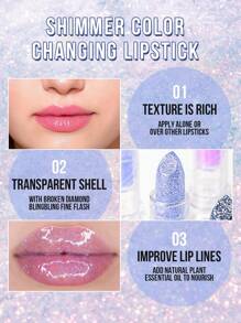 MISSLYN-SHIMMER Color Changing Lipstick, Temperature Sensitive Lipstick, Pearl Finish With Shimmer, Non-Sticky, Moisturizing, Beautiful Natural Translucent Pink, Sparkling And Dazzling, Makeup Brand, Face Makeup, Suitable For Women And Girls, Winter Essential, Y2K Style, Fashion , Birthday Gift, Best Gift, Valentine's Day Gift, Party Essential, New Year Gift, Best Color, Vegan And Cruelty-Free - #16 - 查看 4