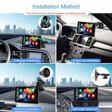 Portable Car Radio Wireless Apple Carplay Android Auto, 7 Inch Touchscreen Car Play Screen With Bluetooth GPS Airplay Mirror Link FM Transmitter AUX IN - 10.26 Inches - View 2