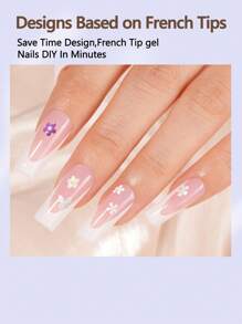 150 Móng tay gel kiểu Pháp - Móng tay giả màu hồng kiểu Pháp, Móng vuông ngắn, Móng tay giả dạng gel mềm, Móng tay giả ngâm nước acrylic, Dụng cụ làm móng - Nhiều màu - Xem 3