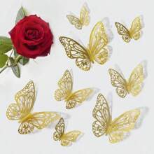 12Pcs/Set 3D Hollow Butterfly Wall Sticker ,Fridge Magnets,Wall Decor & Stickers,Cake Decor Toppers ,Wedding Decor Living Room Home Decor Butterflies Stickers Gender Reveal Party Decor,Fridge Magnets & Refrigerator Magnets.