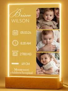 1 pieza de luz nocturna con imagen personalizada iluminada por detrás de acrílico, doble cara, nuevo regalo para bebé, regalo para niña, regalo para niño, regalo para nuevos padres, recuerdo, decoración del hogar, aniversario. Multifuncional, ornamental, reutilizable, exquisita, elegante, linda, de alta calidad, personalizada, única, regalo ideal para novia, papá, mamá, familia, amigos, hijo, hija, estudiantes, oficina, salón de té, escuela, renovar el hogar