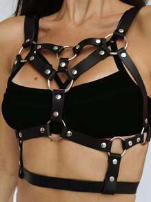 Fashionable Gothic Style Chest Harness For Women - Black - View 2