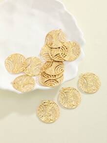 15pcs Round Gradient Crinkle Clip On Earring Charms - Brass - View 1