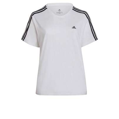 Adidas , Loungewear Essentials Slim 3-Streifen, T-Shirt, Schwarz Weiß, 2X, Damen