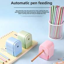 1 件可爱卡通风格学生用铅笔刀，自动进纸，手摇铅笔刀，适合作为学生用品或教师礼物 - 彩色 - 查看 6