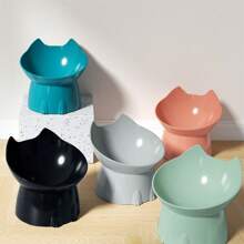 New Pet Cat High Foot Bowls, Protect Neck Vertebra, Spill-Proof Plastic Slanted Cat/Dog Food Feeder Dishes