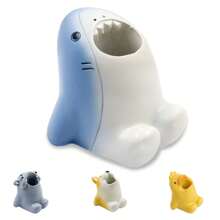 1pc Cute Cartoon Toothbrush & Pen Holder For Kids - Mini Animal Resin Organizer For Bathroom, Vanity, Office, School, Or Dorm - Fun & Creative Storage Solution