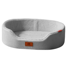 [Ins Nordic Style] Removable Lychee Pattern PU Leather Dog Bed, Anti-Slip Sturdy Base All-Season Mat, Suitable For Living Room & Bedroom, Medium & Large Breeds Dog & Cat - Light Grey - View 12