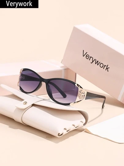 Verywork 1pc Vintage Elegant Ins Style Brand Design Women Fashion Eyeglasses For Driving Shopping Fishing Camping Summer Vacation Outfits Fashion Accessories For Summer Beach Vacation, Outdoor, Travel Shades Temple Decoration Street Y2k Style Oversized Wrap Frame For Music Festival Preppy Style For Back To School