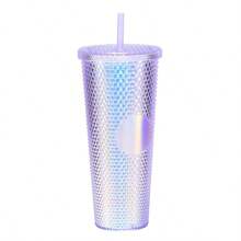 1 tasse de paille de durian dégradée en plastique à double couche de grande capacité. Les couleurs sont expédiées au hasard