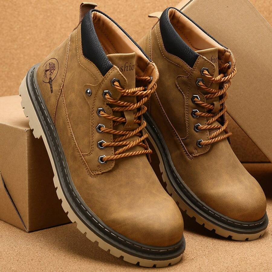 Men's Leather Chukka Boots | Lace-Up Ankle Boots For Men | Casual Comfort Boots - Màu vàng - Xem 1