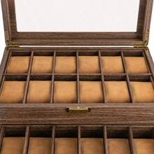 24 Slots Watch Box Watch Case Jewelry Holder Watch Display Case With Drawer UK - Brown color - View 10