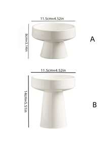 1pc Minimalist White Ceramic High-Foot Plate, Design Bowl For Dessert, Snacks, Fruit Sweets, Home Dining, Pudding, Elegant Decor Plate