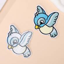 1 Paar blaue süße Vogel Stickerei Stoffflicken, DIY Kleidung & Taschen Dekor Applikation