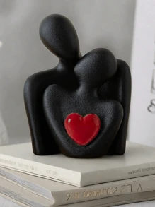 1pc Heart-Shape Golden-Plated Abstract Artistic Figurine, Couple Embracing Decoration ,Suitable For Home Decor, Bedroom Decor, Office And Students, The Best And Christmas Gift,Wintertime,Christmas Decorations,Storage,Wedding Decor,House Decor,Jewelry Organiser,Party Decorations(Excluding Straw Hat) Gifts Birthday Graduation