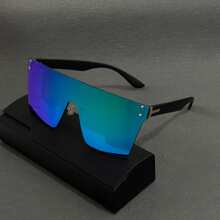1 Stück rahmenlose, personalisierte Straßenmode Brille, monobloc europäischer und amerikanischer Stil, farbige Gläser, geeignet für den täglichen Lässig-Trag, Partys, Hip-Hop-Styling, Urlaubsgeschenke