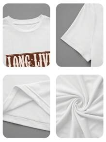 Y2K Baby Tee With Western Pattern Print, Retro Cowboy Bullhead Nashville Rodeo Short Sleeve Tee, Western - White - View 7