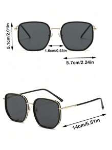 1 pieza gafas de moda unisex de policarbonato, estilo retro, estilo urbano, ideales para todas las estaciones, para verano, playa, vacaciones, exteriores, viajes, estilo casual, montura cuadrada extragrande, ideal para salir y para la vuelta al cole.