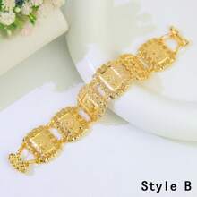 Luxury Arabic Gold Plated Ramadan Bracelet 21k Gold Color Islamic Women Lucky Bangles Dubai Women Fashion Event Party Jewelry