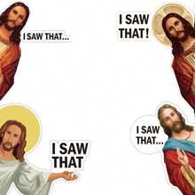 40 张我看见耶稣贴纸，搞笑耶稣贴纸，可粘贴汽车卡车车窗笔记本电脑滑板水瓶吉他、汽车配件、圣经、万圣节、圣诞节搞笑贴纸、家居装饰（3 英寸） - 彩色 - 查看 12