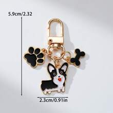 1 件心形、骨头和小狗装饰锌合金油滴“爱你狗”宠物钥匙扣，卡通可爱品种，如柯基犬、萨摩耶犬、法国斗牛犬、达尔马提亚犬、柴犬、比熊犬，是送给宠物爱好者的完美礼物，狗爸爸和妈妈配件汽车配件包饰