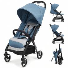 Cochecito plegable Travel Compact Ultraligero para recién nacidos de hasta 22 kg, ligero, apto para viajes, fácil de plegar, compatible con avión, con bolsa de transporte y funda para lluvia, asiento para coche