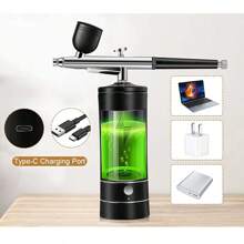 Aerógrafo portátil con compresor, pistola de pulverización de acción simple para belleza facial, arte de uñas, tatuaje, artesanía, pintura de pasteles