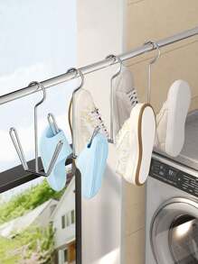 不锈钢鞋子晾干架，多功能室内/室外悬挂式鞋架收纳架带挂钩，防风