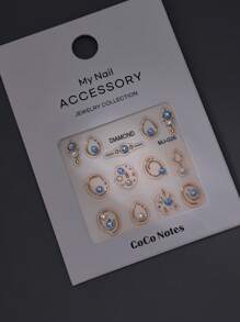 CoCo Notes 1 Set (2pcs) 5D Embossed High Quality K9 Crystal Flat Bottom Embossed Water Drop Shape Mini Sticker DIY Embossed Nail Art Sticker