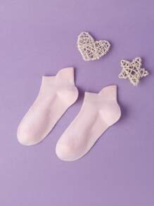 5 Pairs Spring And Summer Children's Thin Macaron Multi-Color Anti-Pilling Girls Pink Series Summer Solid Color Net Thin Boat Socks Heel Socks - Multicolor - View 5