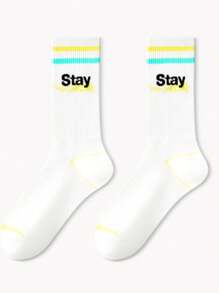 1/5 Pairs Basketball Mid-Calf Sports Socks For Men, High-Top Athletic Crew Socks