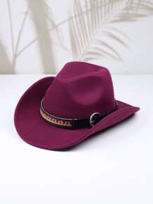 1pc Women's Fashion Pink Heart Shaped Soft Brim Hat, Fashionable Detachable Vintage Embroidery Wide Belt Decor Outdoor Jazz Hiking Hat, Unisex Versatile Stage Performance Cap - Multicolor - View 21