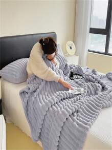 1 pieza Manta suave y cómoda a rayas, adecuada para el hogar, sofá, cama, todas las estaciones, Navidad, Halloween, regalo del Día de la Madre, decoración del dormitorio, camping, piel sintética esponjosa, manta de felpa de leche, manta de franela, manta para la siesta, manta para la siesta en la oficina