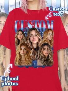 Customized Women's T-Shirt - Add Your Own Text (Anniversary/Wedding Vow/Engagement Announcement/The Day You Became A Couple) To Design Your Own Personalized Printed T-Shirt - Red - View 1