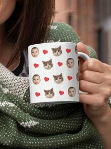 1 szt. Spersonalizowany kubek ze zdjęciem, spersonalizowany kubek z twarzą, spersonalizowana filiżanka ze zdjęciem, spersonalizowany kubek z twarzą dziecka i zwierzaka, spersonalizowany kubek ze zdjęciem rocznicowym, prezent na parapetówkę, prezent na Walentynki, prezent na rocznicę, prezent na ukończenie szkoły, prezent urodzinowy, prezent na Dzień Dziecka, prezent na Dzień Ojca, prezent na ukończenie szkoły, prezent ślubny, prezent na parapetówkę, odpowiedni do restauracji, salonu, sypialni, biura, herbaciarni, domu, szkoły, niezbędny na śniadanie i brunch