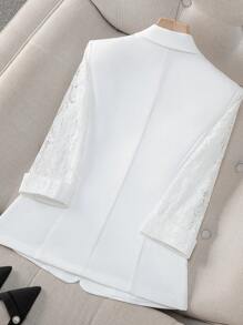 2025 Summer Women White Lace Bolero Jacket, Thin Short Sleeve Blazer Top - 白色 - 查看 4