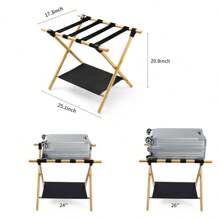 Lightweight And Portable Bamboo Luggage Rack, Saves Space When Folded, With Diverse And Practical Functions
