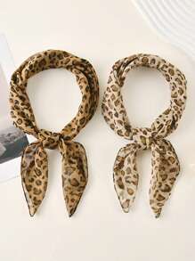 1pc Women 2025 Spring/Summer Fashion Lightweight Leopard Print Bandana Head Scarf, Stylish Minimalist Headscarf, Suitable For All Seasons - Multicolor - View 6