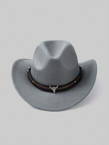 1pc Unisex Casual Polyester Quilted Rivet Western Cowboy Sunhat, Versatile Accessory For Outdoor, Travel, Vacation, All Seasons