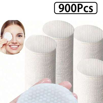 900/675/450/300/150/75 件椭圆形清洁垫，适合面部使用，高品质卸妆垫，防过敏无绒圆形，适合所有皮肤类型，一次性美容湿巾，无纺布面部清洁湿巾