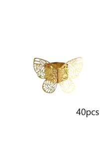 20pcs 3D Butterfly Paper Napkin Rings, Party Wedding Table Decoration, Suitable For Party, Holiday, Valentine's Day, Christmas