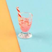 New Bestselling Dollhouse Realistic Food Doll Fruit Drink Straw Cup, Mini Doll House Scene Accessories, Glow-In-The-Dark Plastic Cup