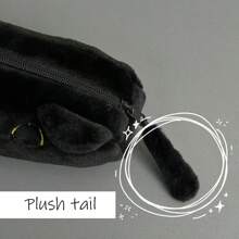 1 pieza Estuche para lápices con gato negro lindo - Caja de almacenamiento de papelería de gran capacidad y suave con ojos amarillos adorables, perfecto para el estuche de lápices de regreso a la escuela