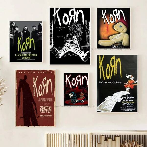1 pieza Póster artístico de pared con opción de marco, póster musical de la banda de rock Pop Korn, impresión en papel para decoración del hogar, sala de estar, dormitorio, entrada, bar, restaurante, cafetería