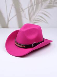 1pc Women's Fashion Pink Heart Shaped Soft Brim Hat, Fashionable Detachable Vintage Embroidery Wide Belt Decor Outdoor Jazz Hiking Hat, Unisex Versatile Stage Performance Cap - Multicolor - View 8