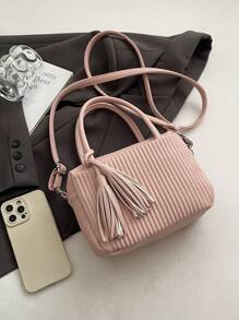 Stylish Tassel Decor Women Shoulder Bag, Casual Light-Weight Handbag, Minimalist Chic Crossbody Bag Suitable For Daily Use, Commuting, Shopping
