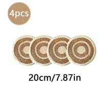 1 pieza /4 piezas /6 piezas Posavasos o manteles individuales redondeados con flecos de estilo bohemio tejidos a mano de manera natural, adecuados para restaurantes, decoración de bodas