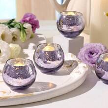 Juego de 6/12 portavelas para velas votivas surtidas de cristal con efecto de mercurio, decoración de mesa para bodas y fiestas de cumpleaños en el hogar