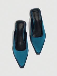 Damskie modne klapki typu mules, płaskie buty typu slip-on, zamknięte klapki zewnętrzne