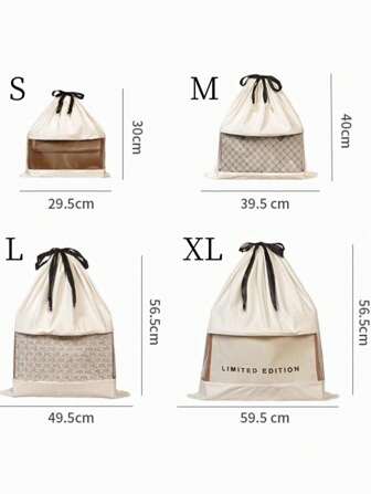 Drawstring Closure Patterned Anti-Dust Bag, Clothing Storage Bag, Travel Storage Pouch